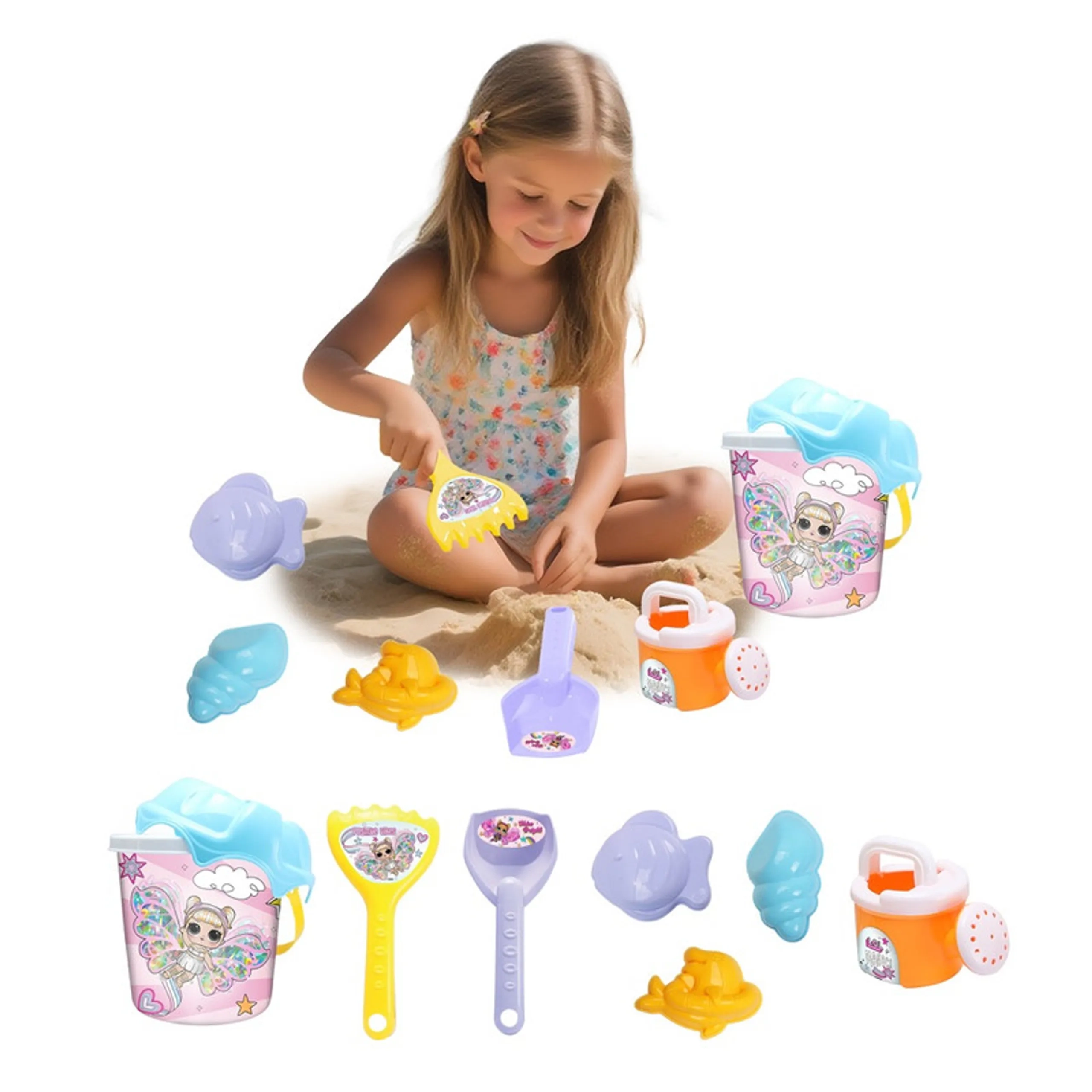 LOL Fairies Beach Bucket Playset - Multicolor 7 Pcs