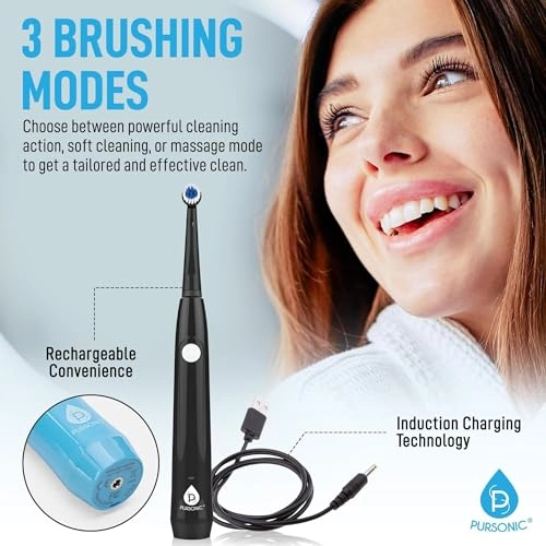 Rotating Electric Toothbrush - 3 Brush Heads 3 Cleaning Modes USB Rechargeable