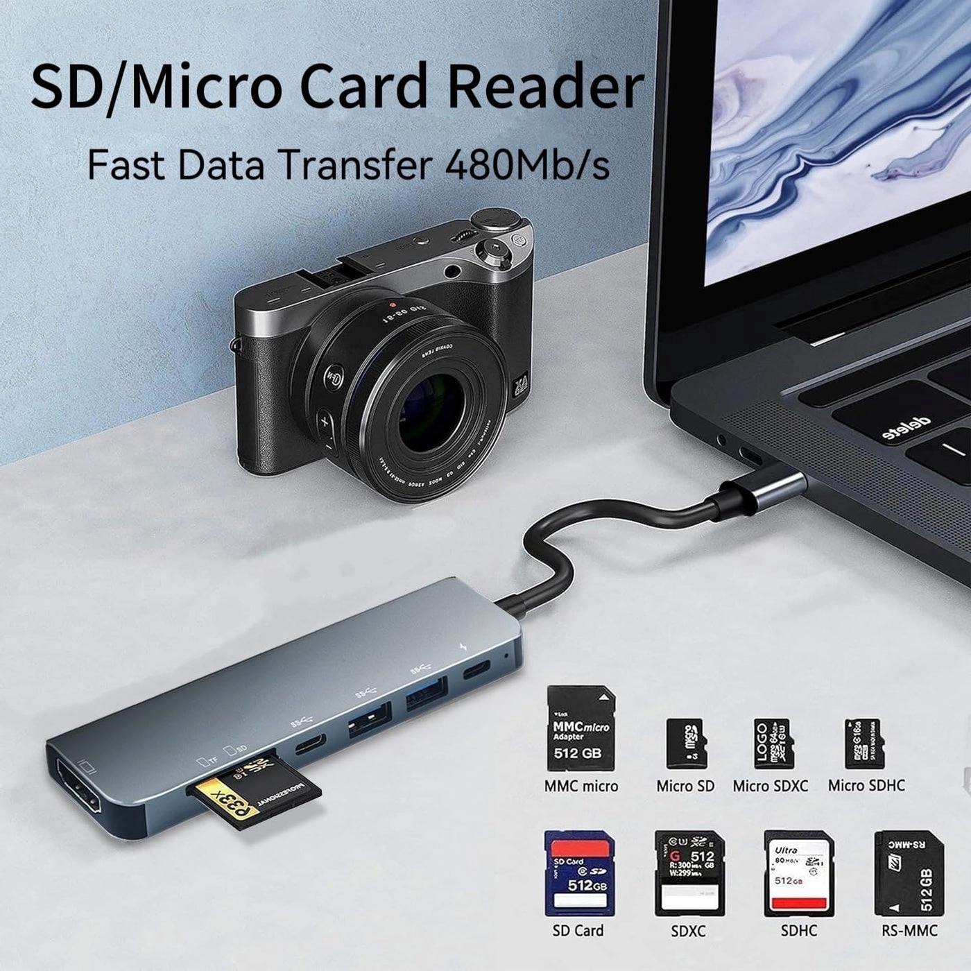 USB C Hub - USB C MacBook Pro/Air, Chromebook, Dell, HP and Other Type C Laptops