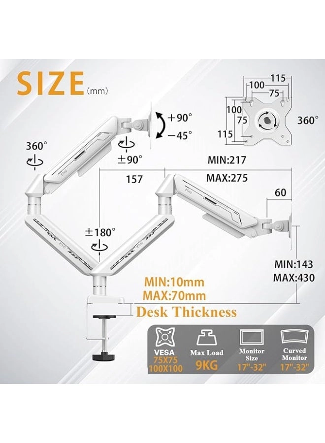 Dual Monitor Arm - Dual 13-32 Inch 75x75/100x100mm