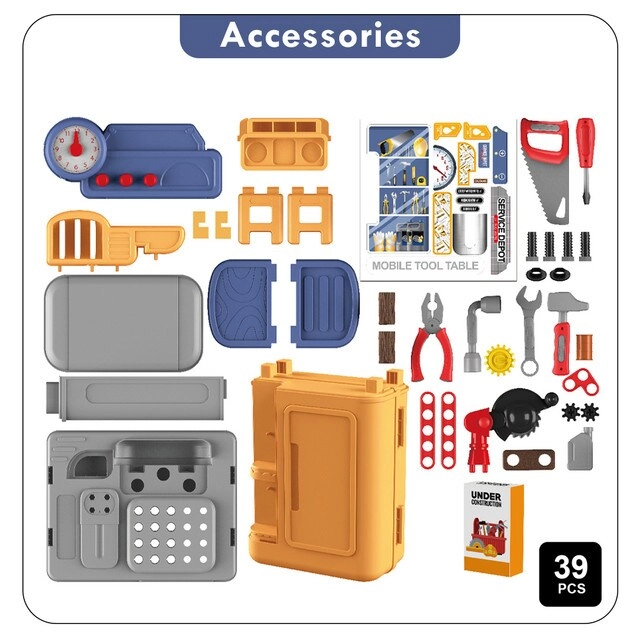 ROLE PLAY MECHANIC/TOOLS TABLE TOY SET LUGGAGE CASE - 39 pcs (025158014693)