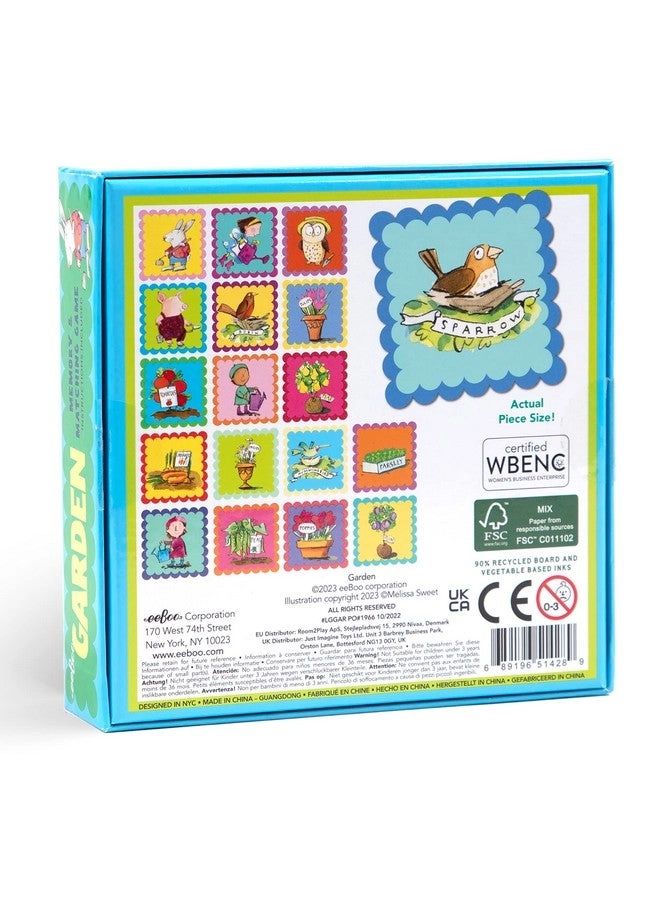 Garden Little Square Memory & Matching Game - Ages 3 and up 18 Pairs to Match