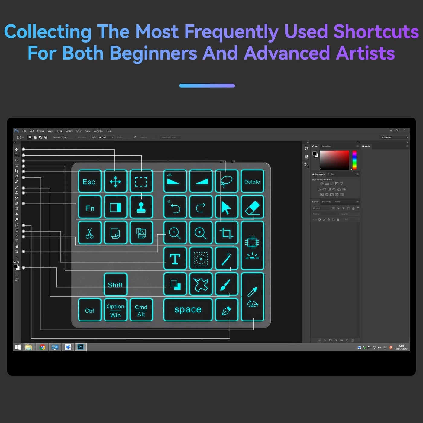 Shortcut Keyboard for Adobe Photoshop - Wireless