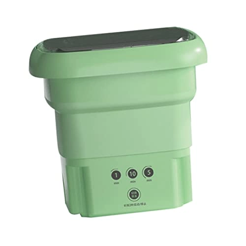 Portable Washing Machine Dryer Comb Folding Integrated Blue Ray Mini Underware Washer with Drain Pipe Basket for Apartment Camping (Green)
