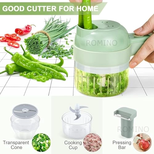 4-in-1 Electric Vegetable Chopper Cutter - Rechargeable