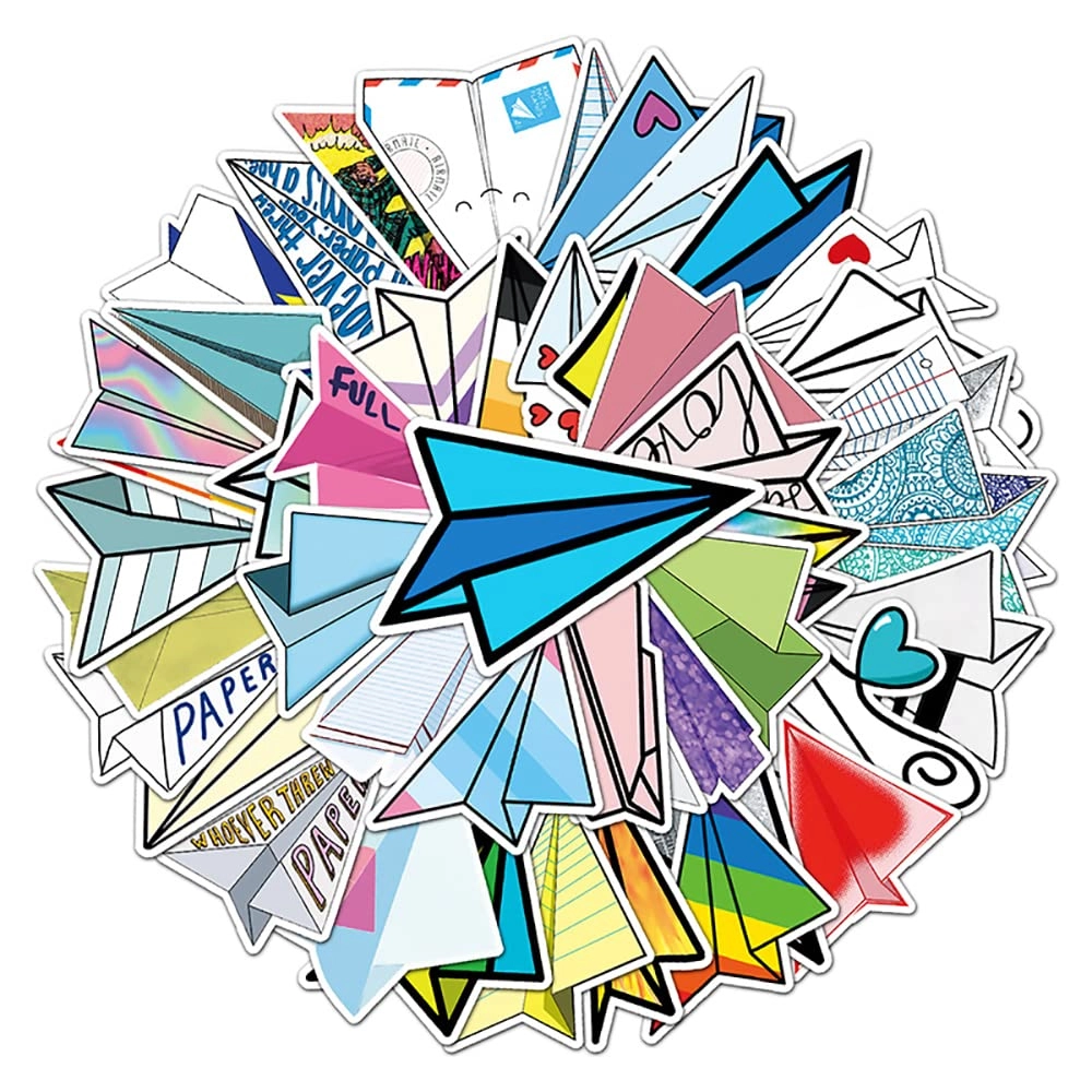 qaxrocyn Paper Airplane Sticker Book Vinyl 50 pcs