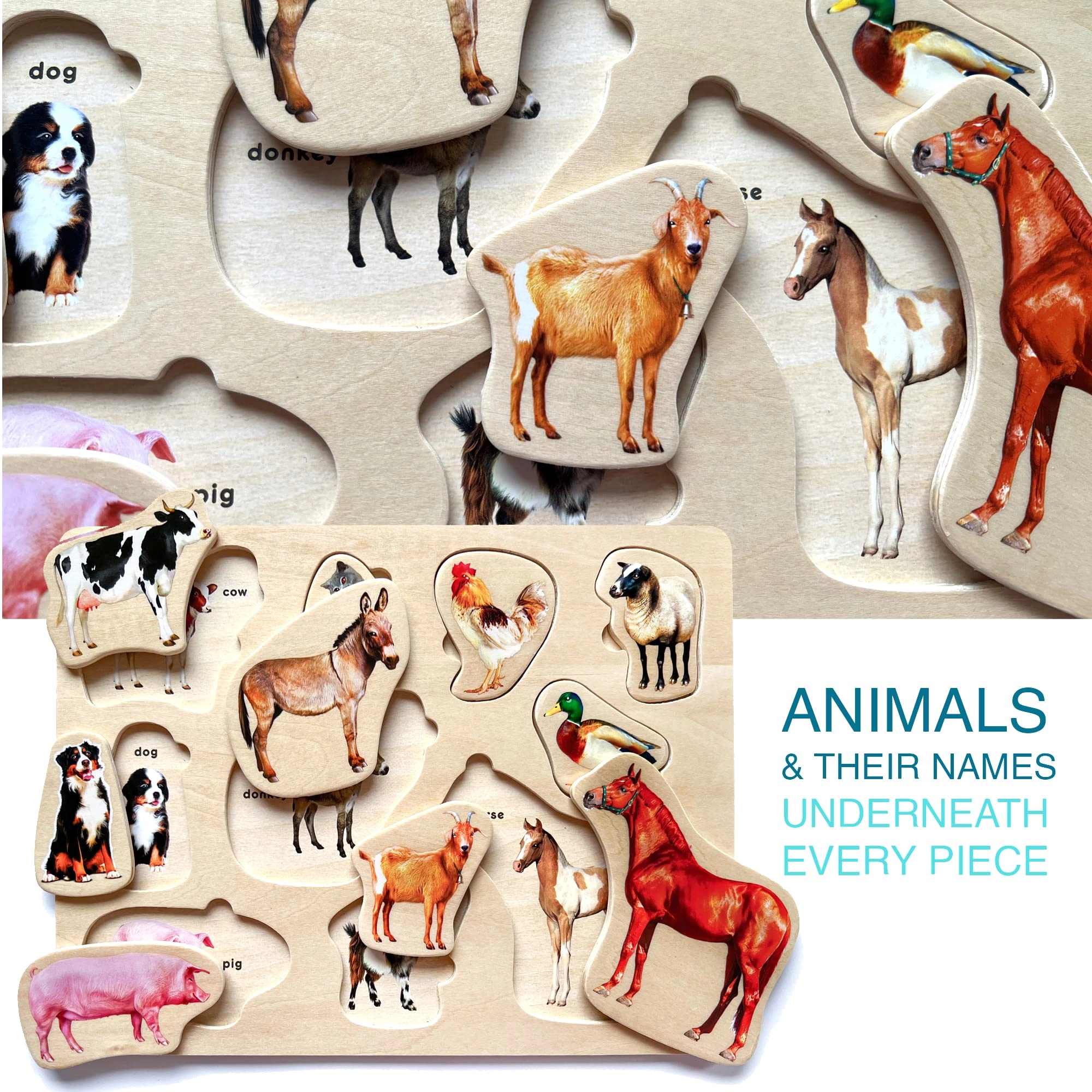 Montessori Jigsaw Wooden Puzzles - 2-4 Years Old 3 pieces
