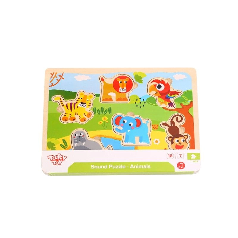 Wooden Animals Sound Puzzle - 18 months+ 7 pieces