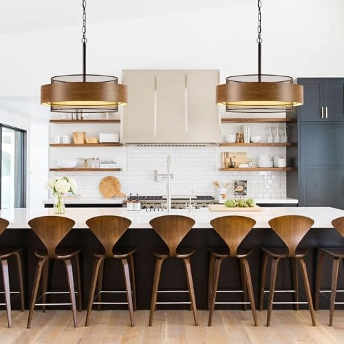 Farmhouse Drum Chandelier - 59" chain