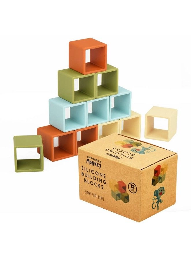 IMPRESA Silicone Building Blocks - 12pcs Multicolor
