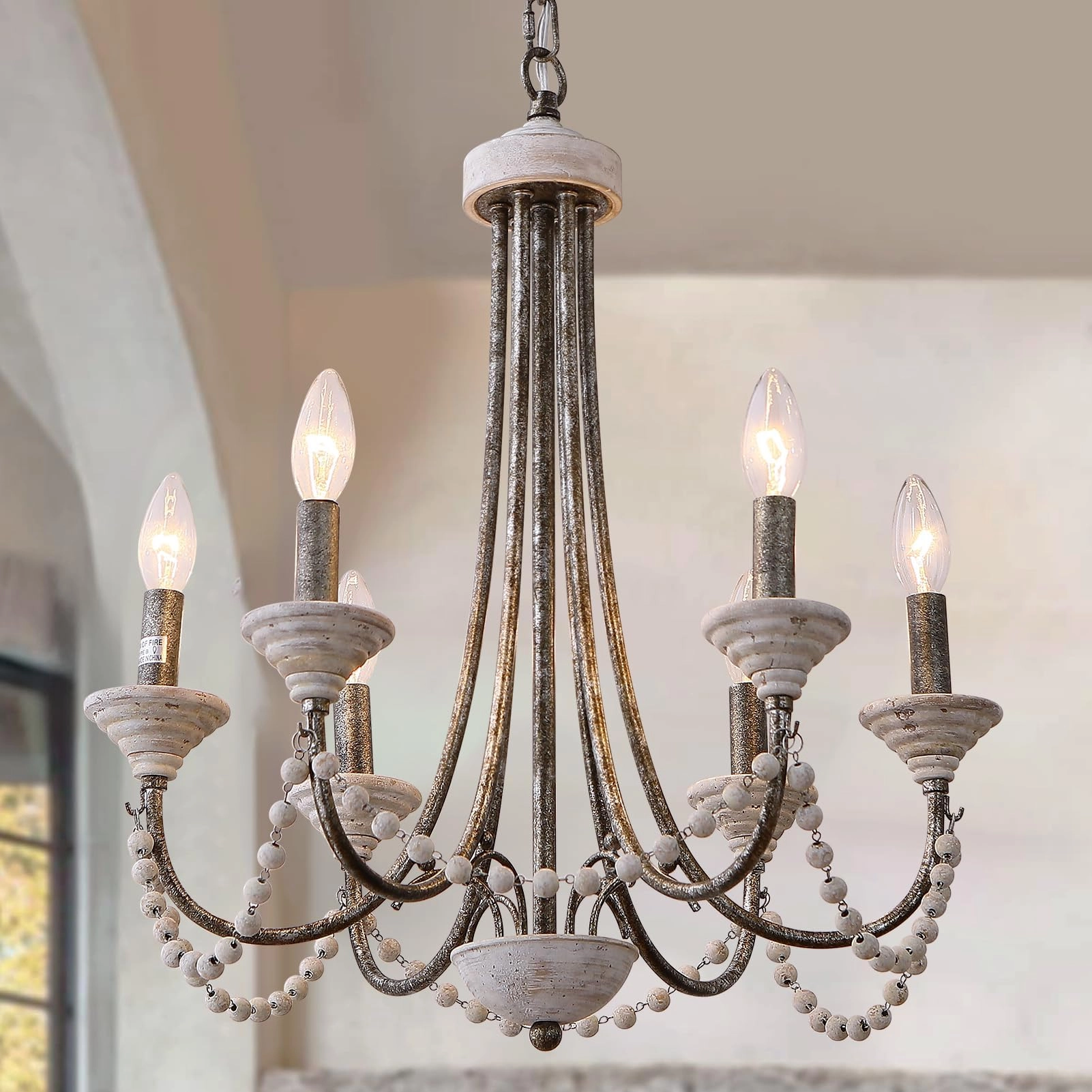 ANQIANYUE Farmhouse Wood Chandelier