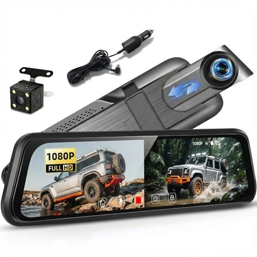 9.66" IPS Mirror Dash Cam - 1080P 30FPS