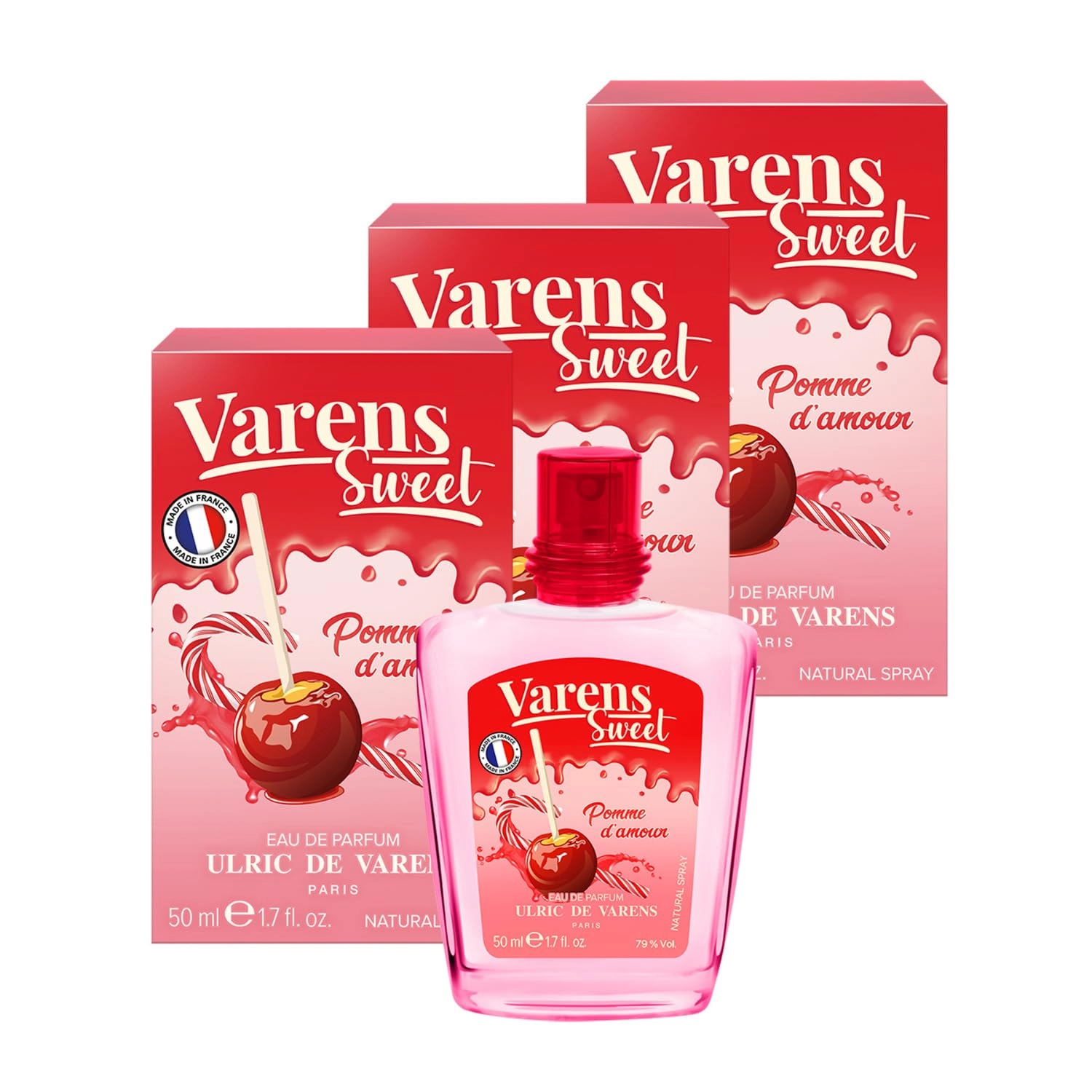Ulric de Varens Sweet Pomme D'Amour Eau de Parfum 3 x 50 ml Pack