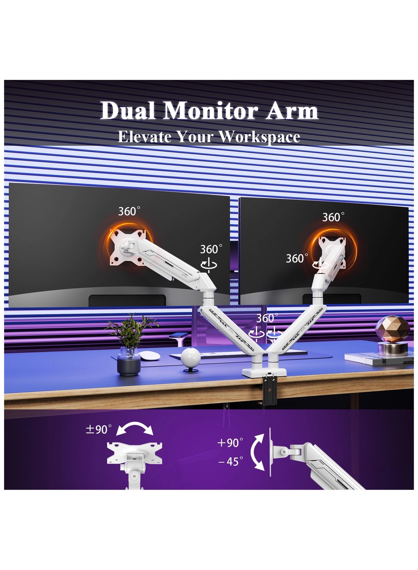 Dual Monitor Arm - Dual 13-32 Inch 75x75/100x100mm