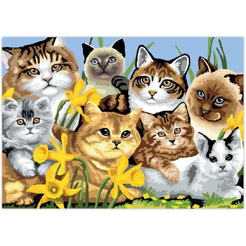 Cats Montage - 10 Paint Pots, Brush, Board, Pattern
