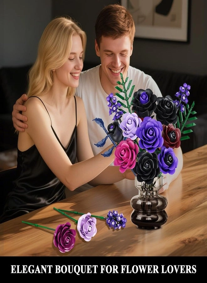 Flowers Bouquet Building Set - Purple Roses 546 pcs