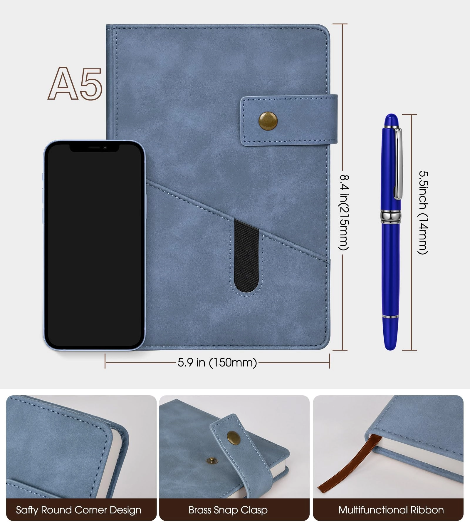 Lined Leather Journal - A5 200 Pages