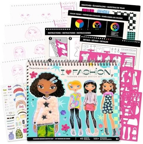 Fashion Angels I Love Fashion Sketch Portfolio - 40 sketch sheets stencilsstickers