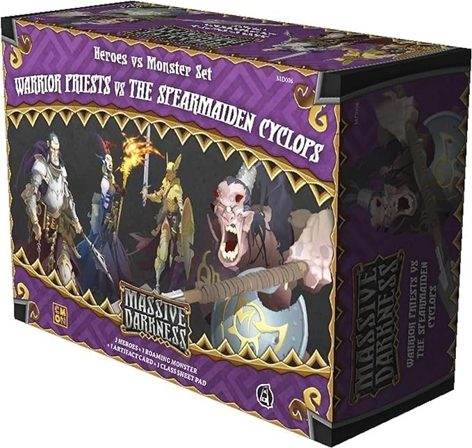 Massive Darkness: Heroes & Mosters Set: Warrior Priests vs. The Spearmaiden Cyclops