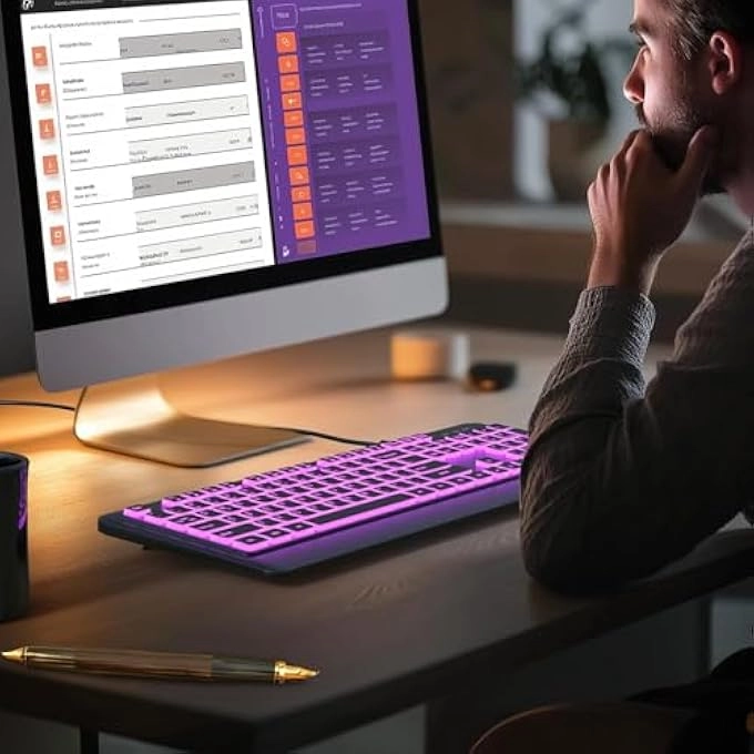 ERGONOMIC BACKLIT COMPUTER KEYBOARD - Wired