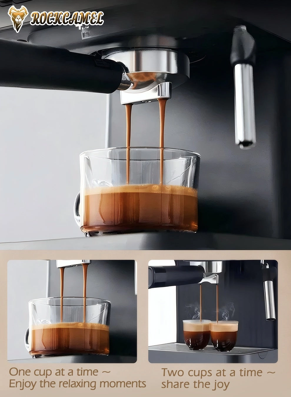 NCT Espresso Machine - 20 Bar 850W 360° Steam Wand