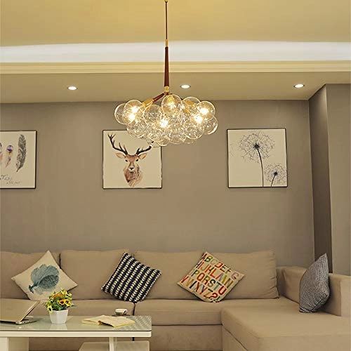 Minimalist Glass Bubble Ball Chandelier - E27 8 heads Gradient smoke gray lampshade