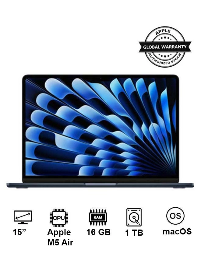 Apple MacBook Air MDVA4ZS/A - 15'' M5 Air | 10-Core CPU 10-Core GPU 16GB DDR4 1TB SSD