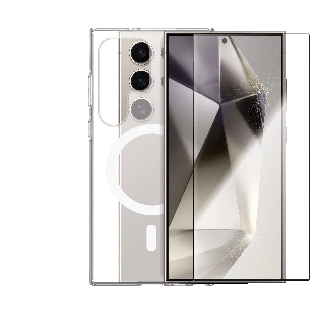 Screen Protector for Galaxy Samsung S24 Ultra + Case Cover - Clear