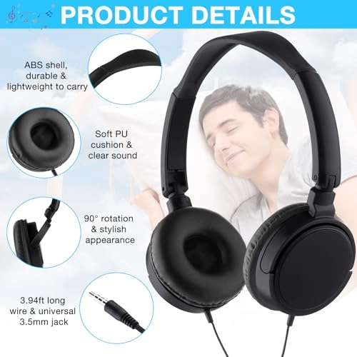 6 Pack Classroom Headphones Wired Headphone