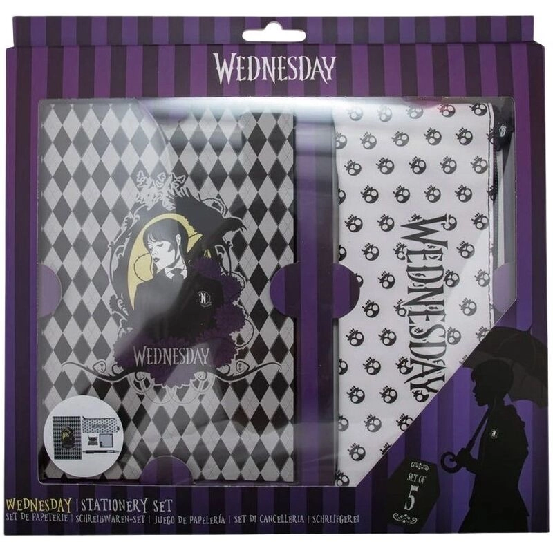 Wednesday Stationery Set - 1 pencil case 1 notebook 1 pen 1 eraser 1 memo pad