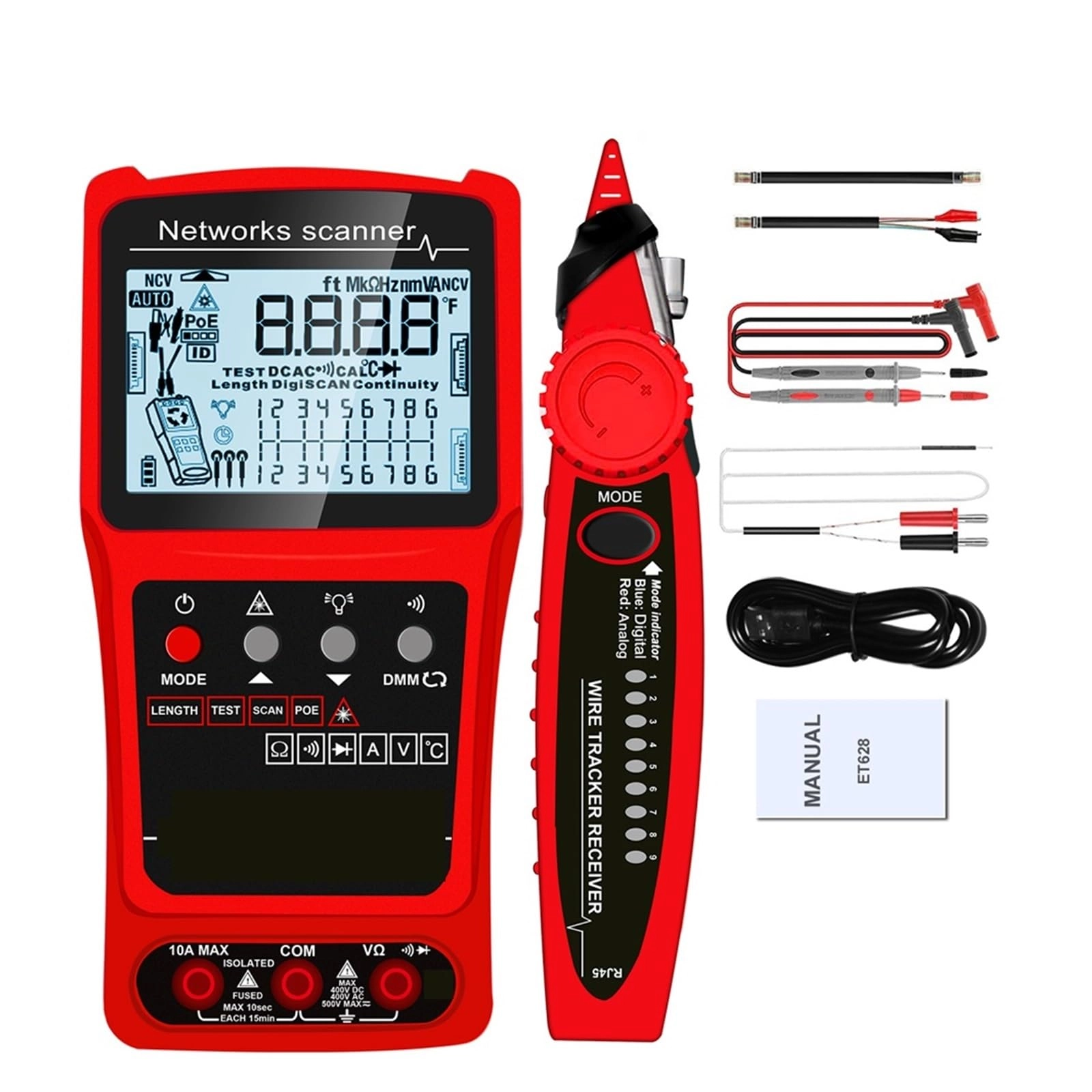 nmbhus Network Cable Tester - 3in1 Multimeter Visual Fault Locator