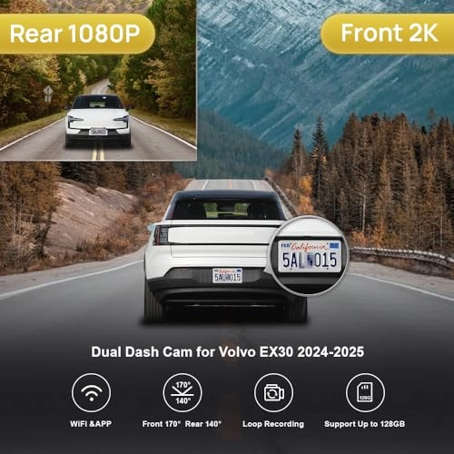 2K Front and 1080P Rear 1440 X 1080 pixels for Volvo EX30 2024 2025