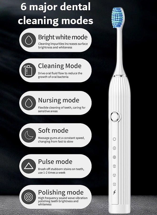 Electric Toothbrush - 10 Brush Heads Travel Case 6 Modes