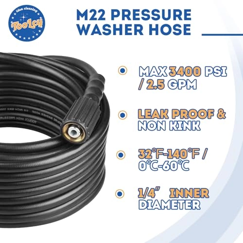 Pressure Washer Hose - 3400 PSI 50 ft M22