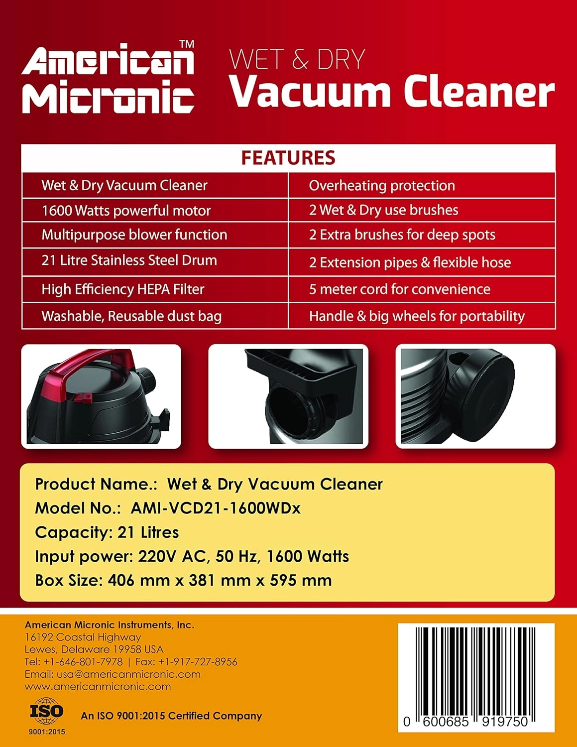 Wet Dry Vacuum Cleaner (AMIVCD211600WDx)