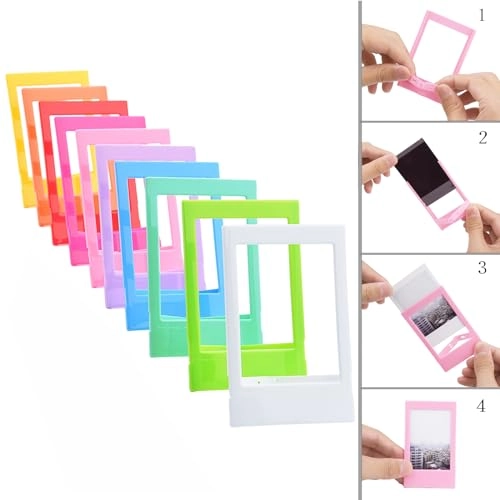 128 Pocket PU Leather Album + Film Stickers + Plastic Desk Frame + Hanging Frame + Camera Strap - Compatible with Instax mini Blue