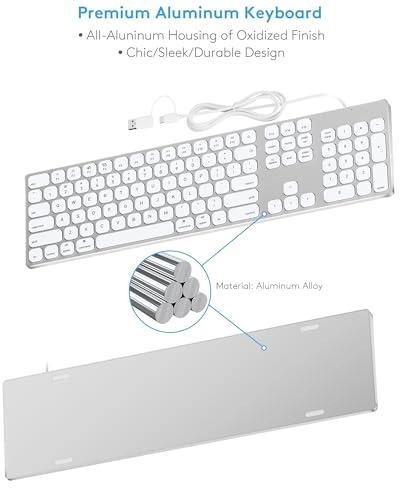 Aluminum USB Wired Keyboard