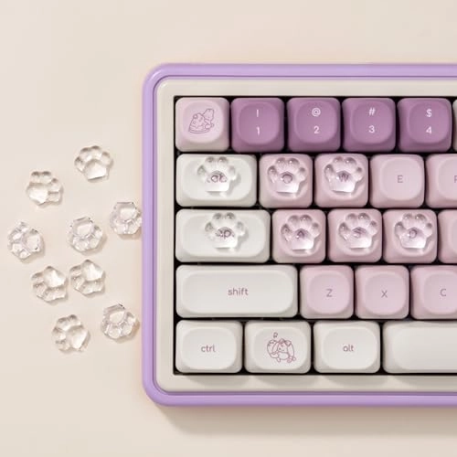 Cat Paw Shape Raised Keyboard Stickers - 20 PCS Crystal Clear Glass
