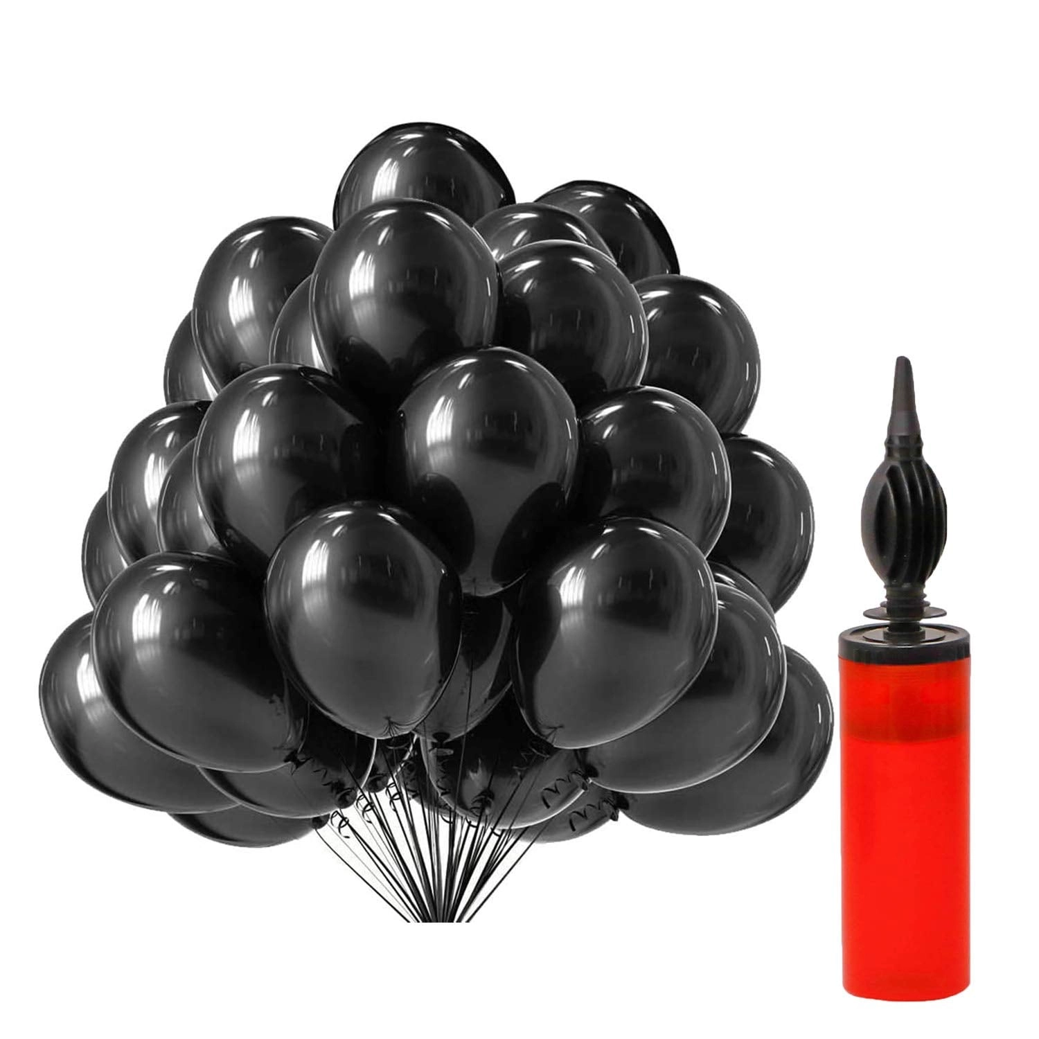 Party Time Trading LLC Latex Balloons with Manual Balloon Pump - 50-Pieces Wedding Bridal Shower Birthday