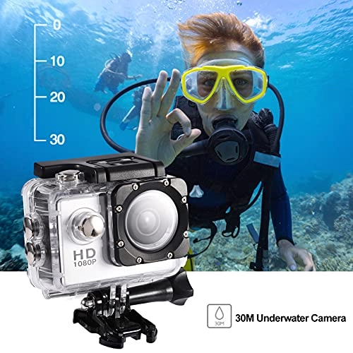 Action Camera Mini DV Sports Camera Waterproof Outdoor 30M Underwater Camera Cycling Sports DV Action Camera Camcorder For Outdoor Hiking Swimming Skiing(Gold)