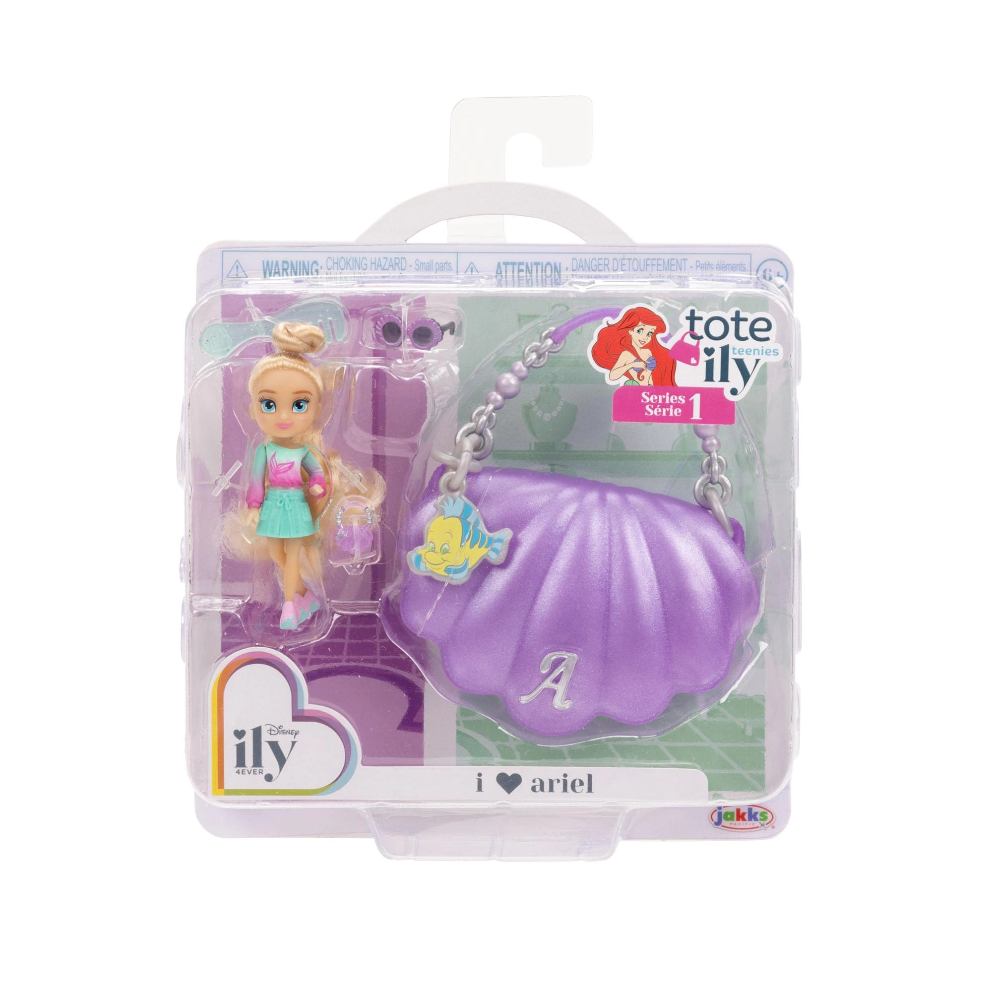 JAKKS Pacific Ariel Doll - Tiny Tote Bag with Accessories Ages 6+