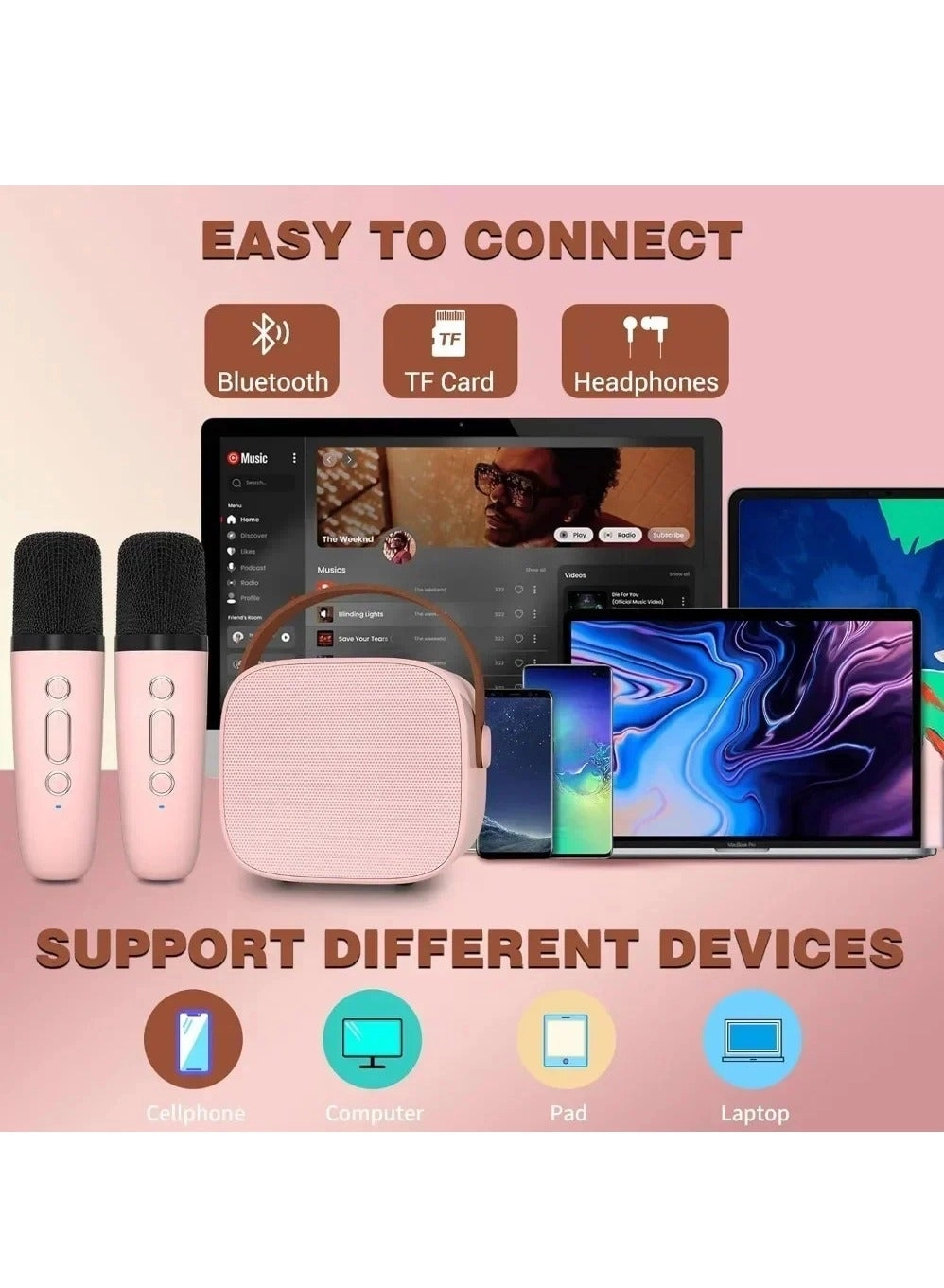 Portable Karaoke Speaker + Wireless Microphone - 2 6 W