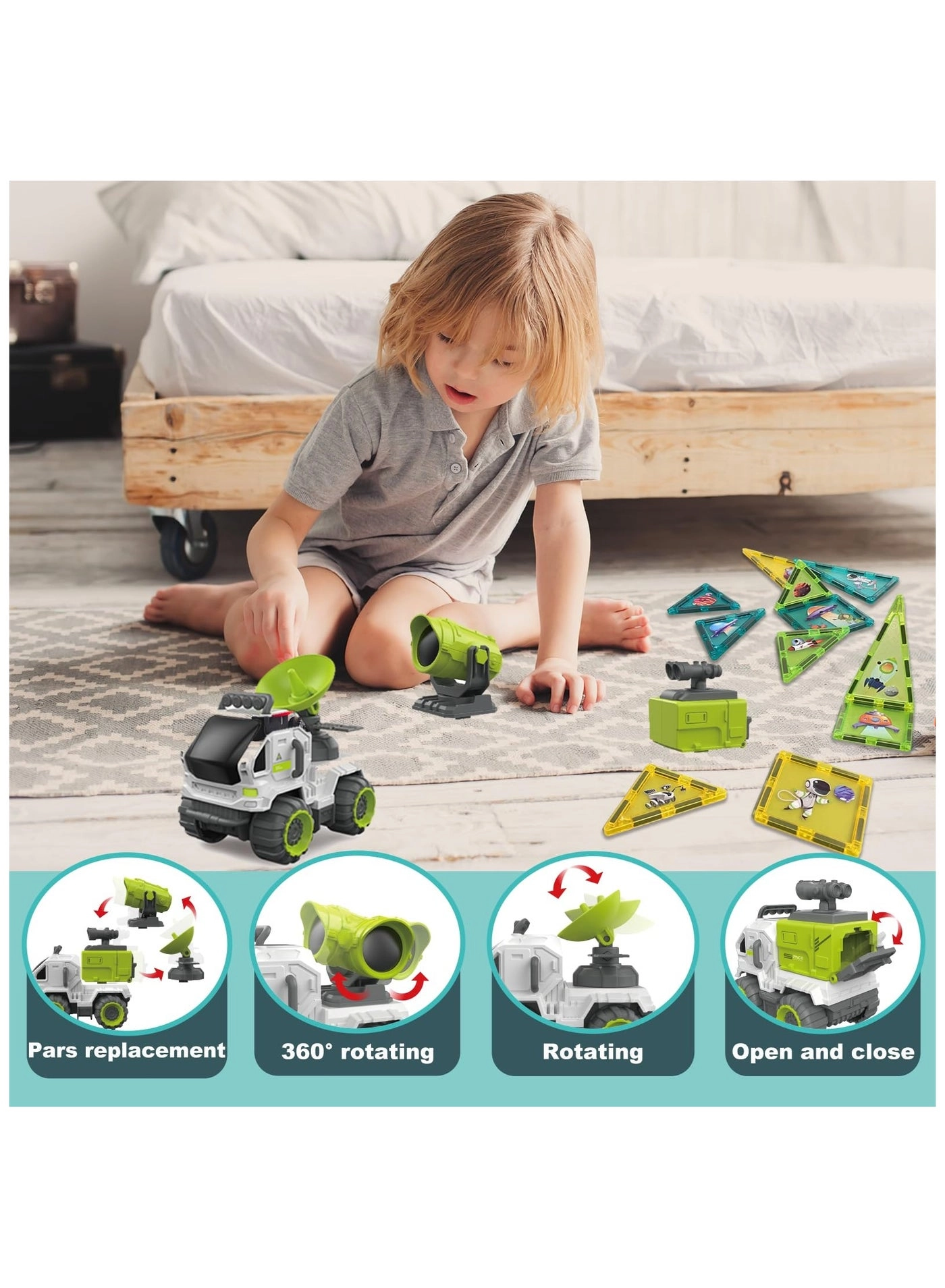 Space Adventure Magnetic Building Tiles - 3 years+