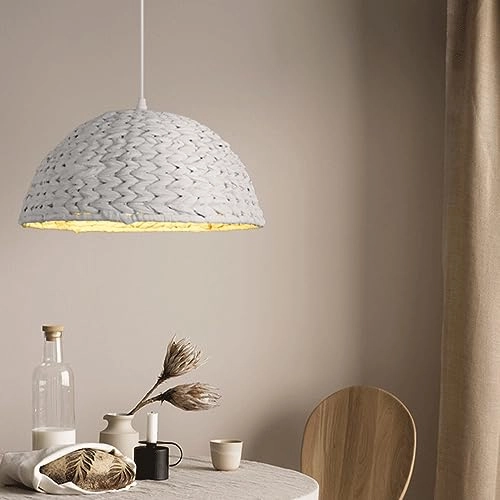 Rattan Woven Chandelier - White 35cm