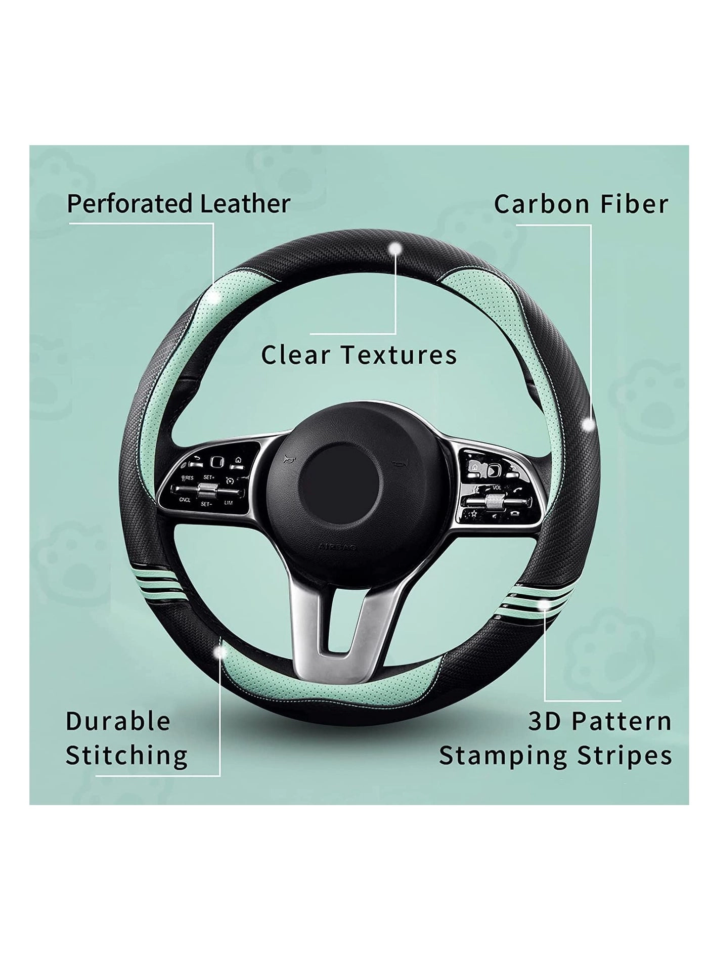 Steering Wheel Cover - Universal Fit 14.5 15 inches Fruit Green