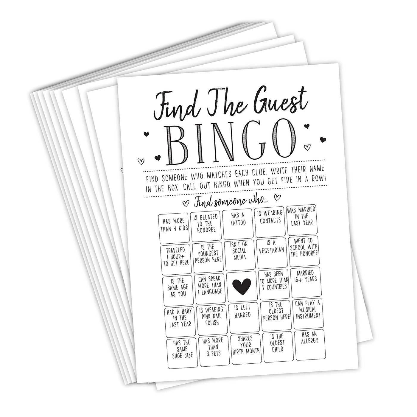 Your Main Event Prints Find The Guest Bingo Game - 50 Game Cards