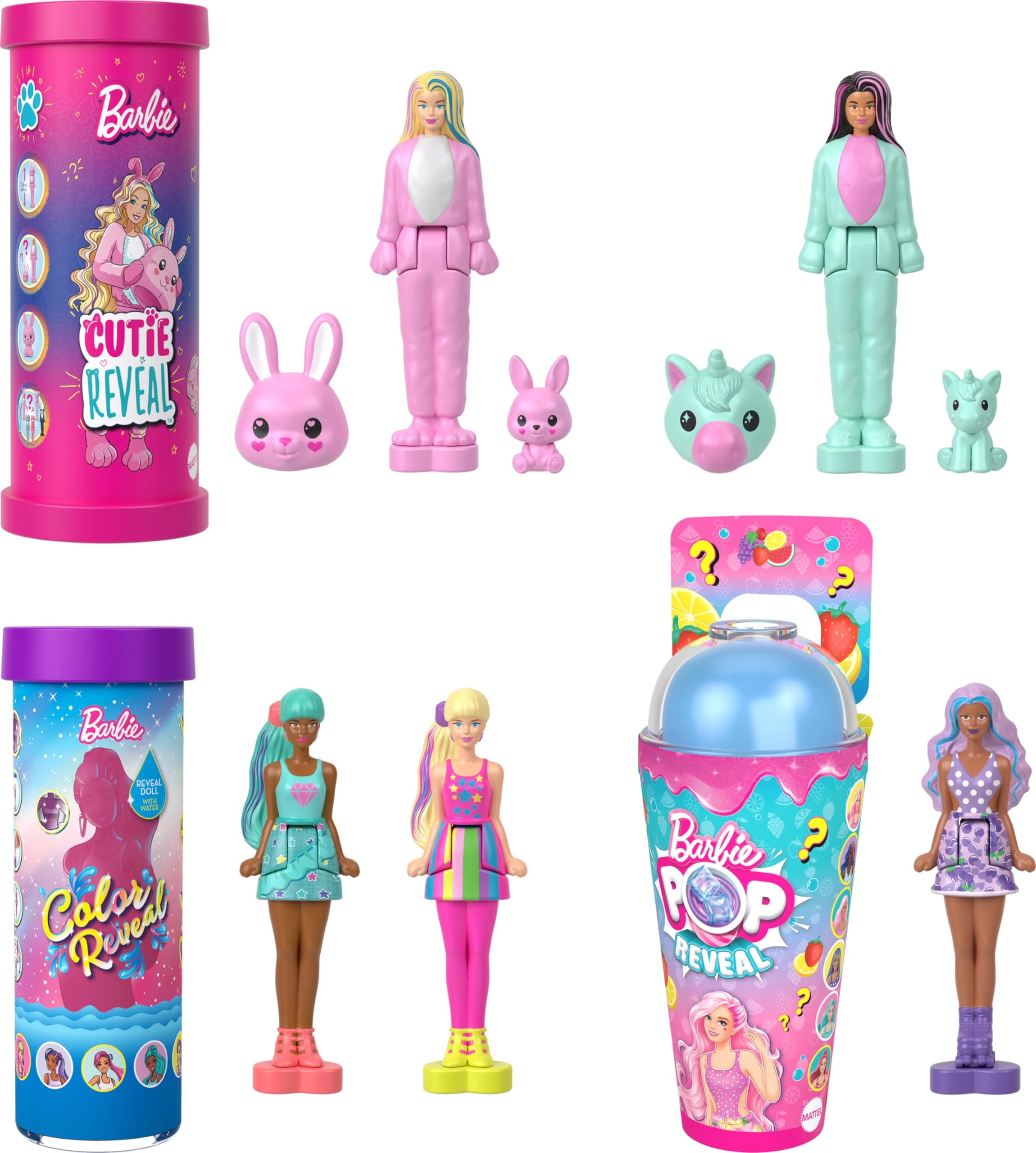 Barbie Color Reveal Doll + Cutie Reveal Doll + Pop Reveal Doll - Ages 4+