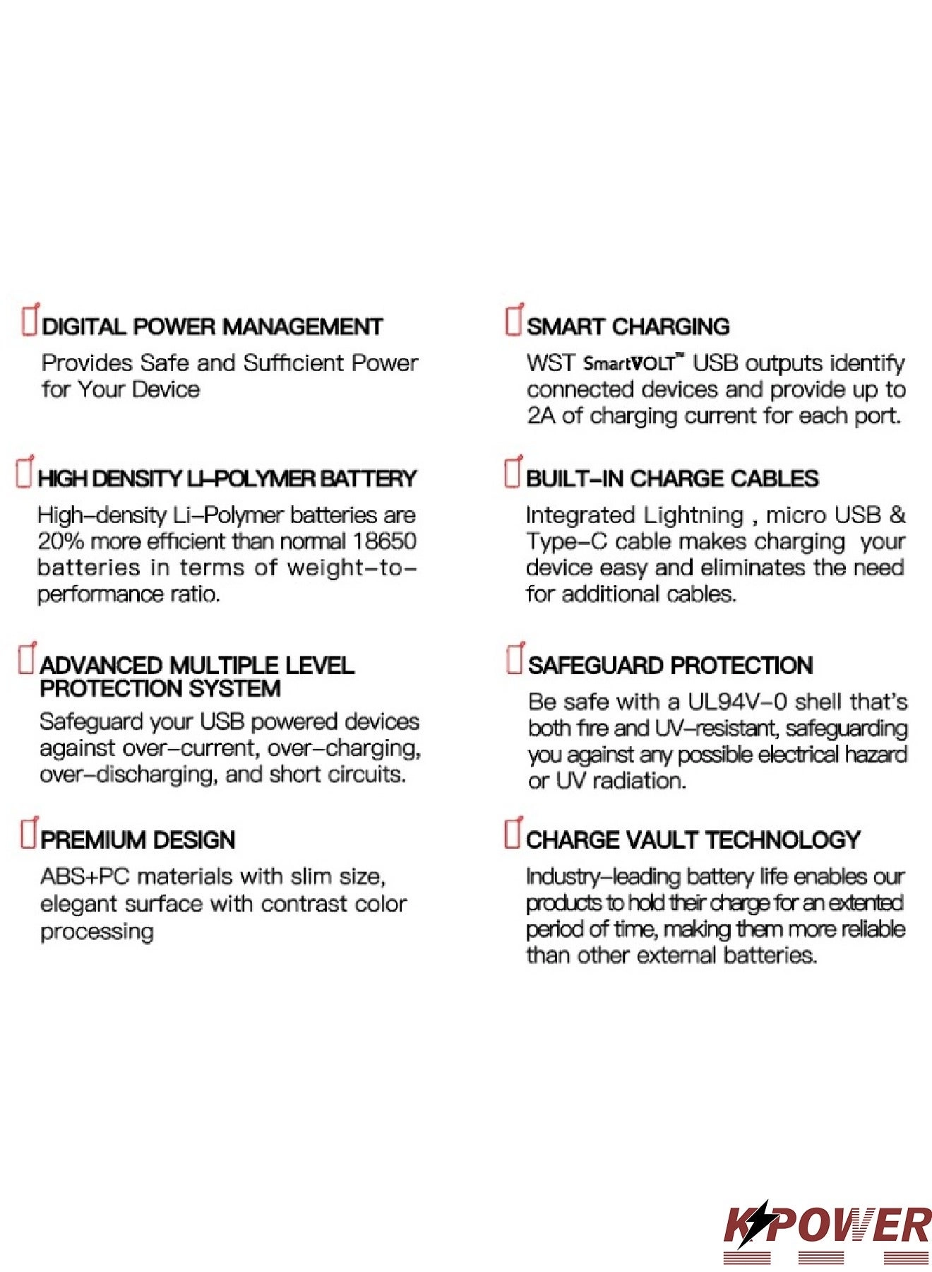 KP-PS-166W - 10000mAh 5V--3A(MAX) QC 4 Wireless