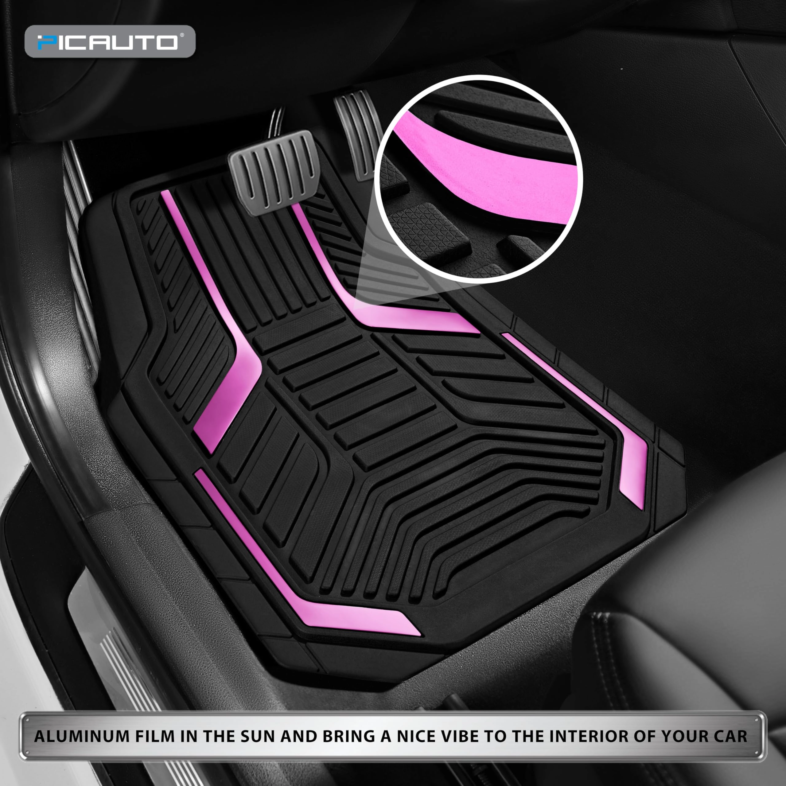 Heavy Duty Rubber Floor Mats - Pink Universal Fit