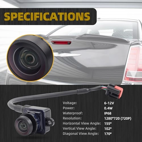 Backup Camera - Compatible with 2011-2014 Dodge Charger Chrysler 300 170 ° view IP67 waterproof